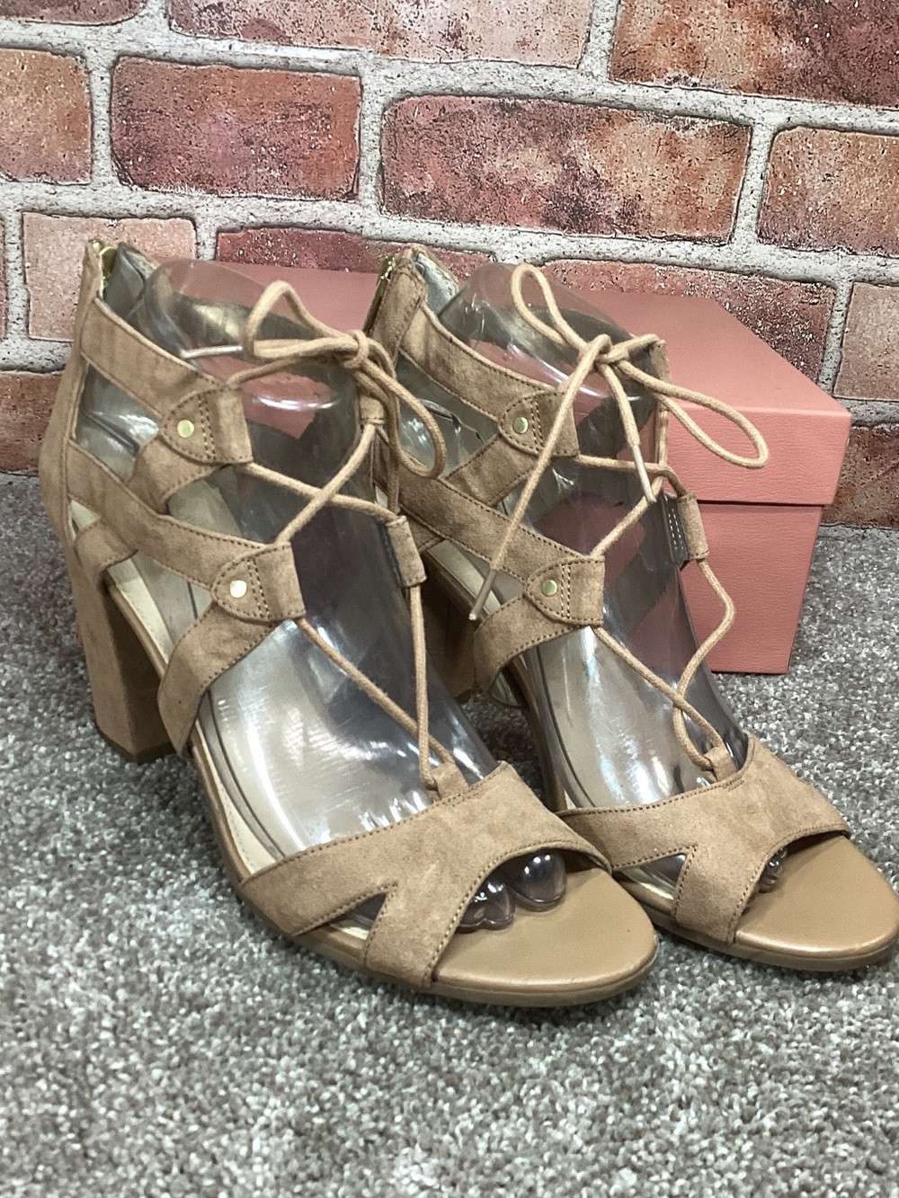 Women’s Lace-Up Block Heel Sandals - Tan Circus by Sam Edelman size 8
